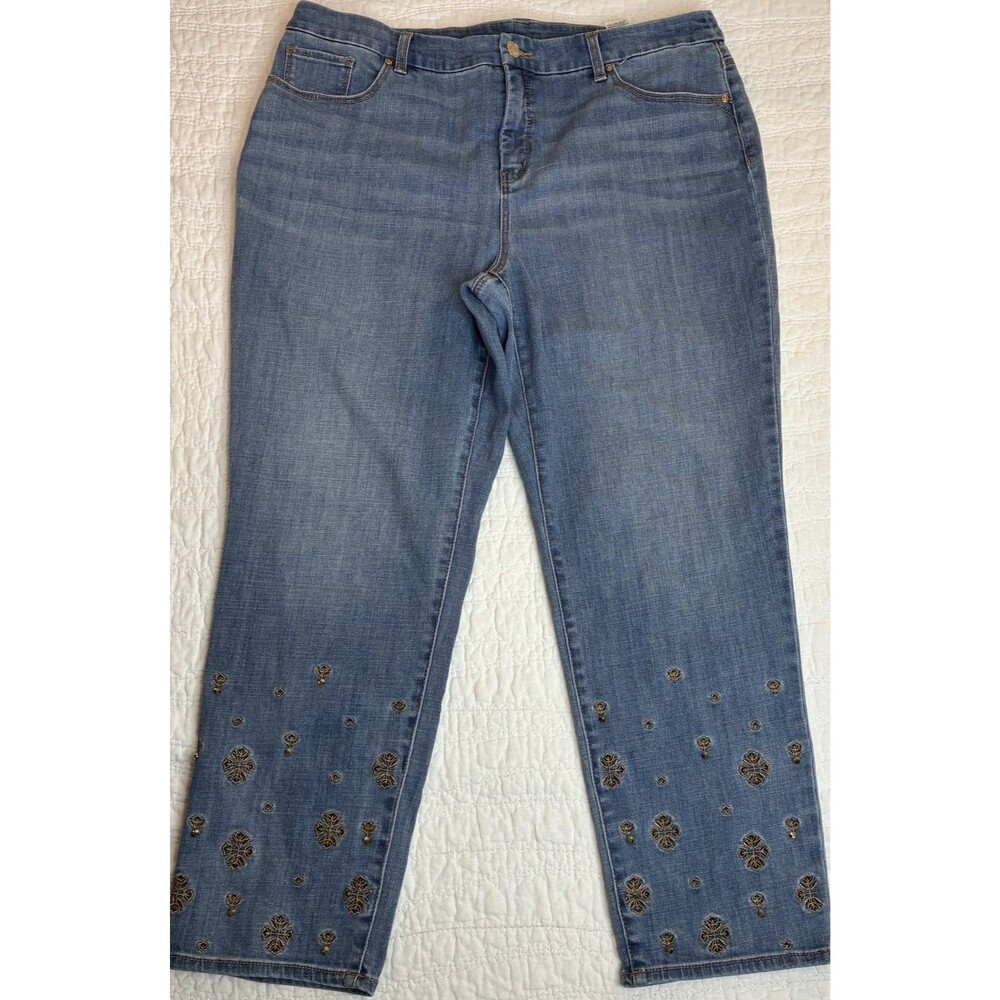 Chicos So Slimming Girlfriend crop jeans Sz 14R capsule stretch boho festival